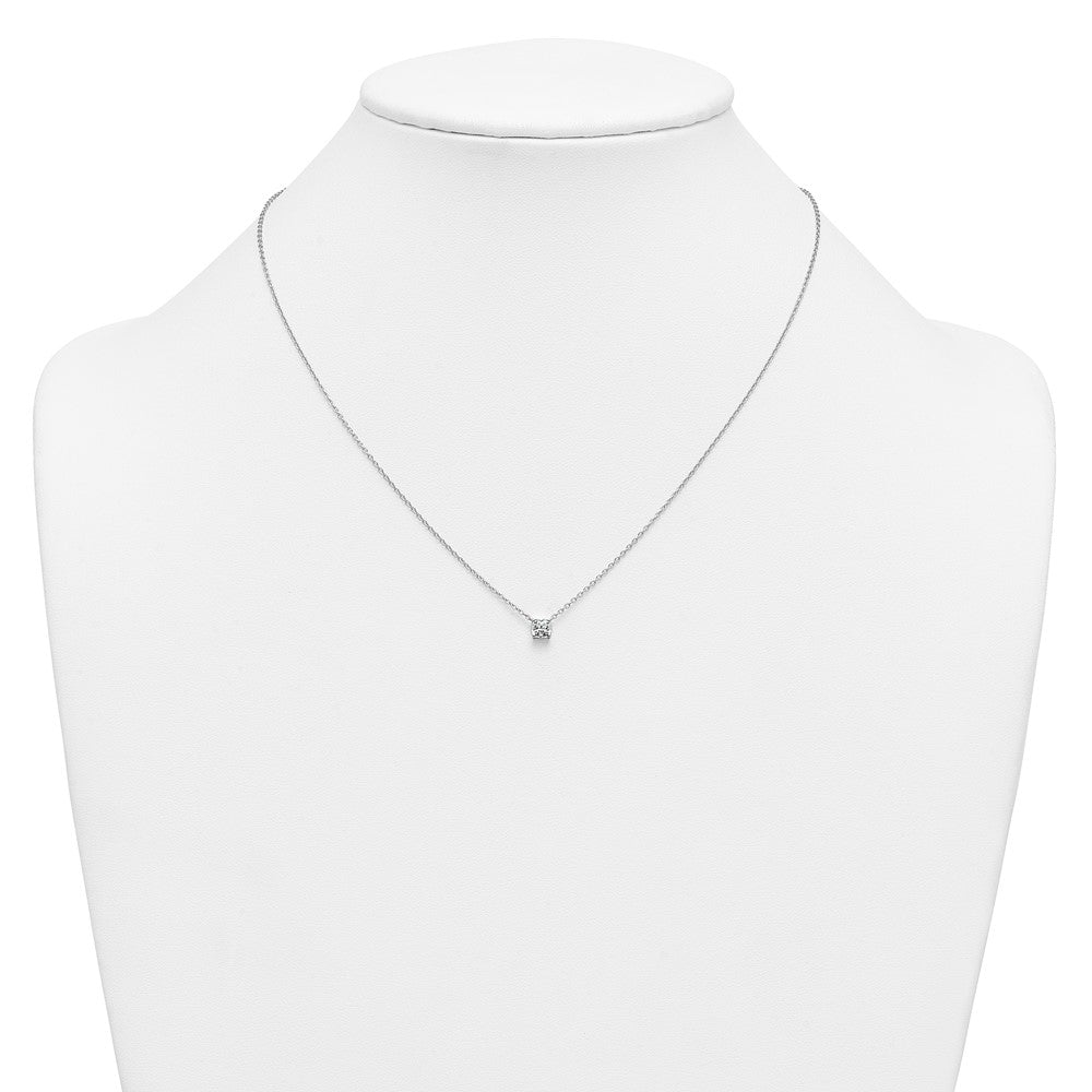 14kw 1/2ct Lab Grown Dia VS+ F+ Cushion Comp 18in Pendant Necklace