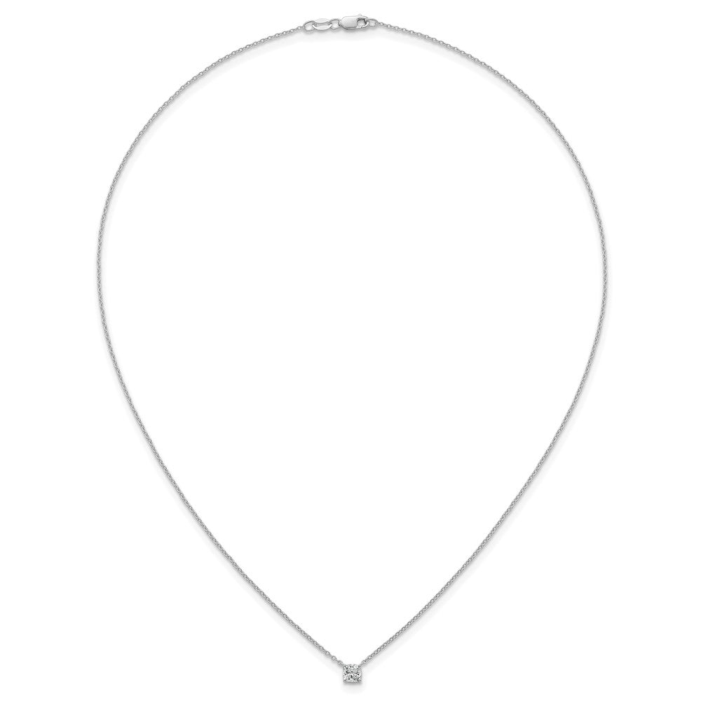 14kw 1/2ct Lab Grown Dia VS+ F+ Cushion Comp 18in Pendant Necklace