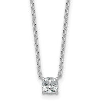 14kw 1/2ct Lab Grown Dia VS+ F+ Cushion Comp 18in Pendant Necklace