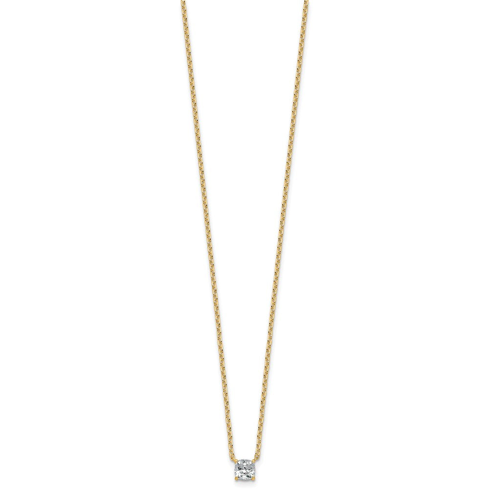 14k 1/2ct Lab Grown Dia VS+ F+ Cushion Comp 18in Pendant Necklace