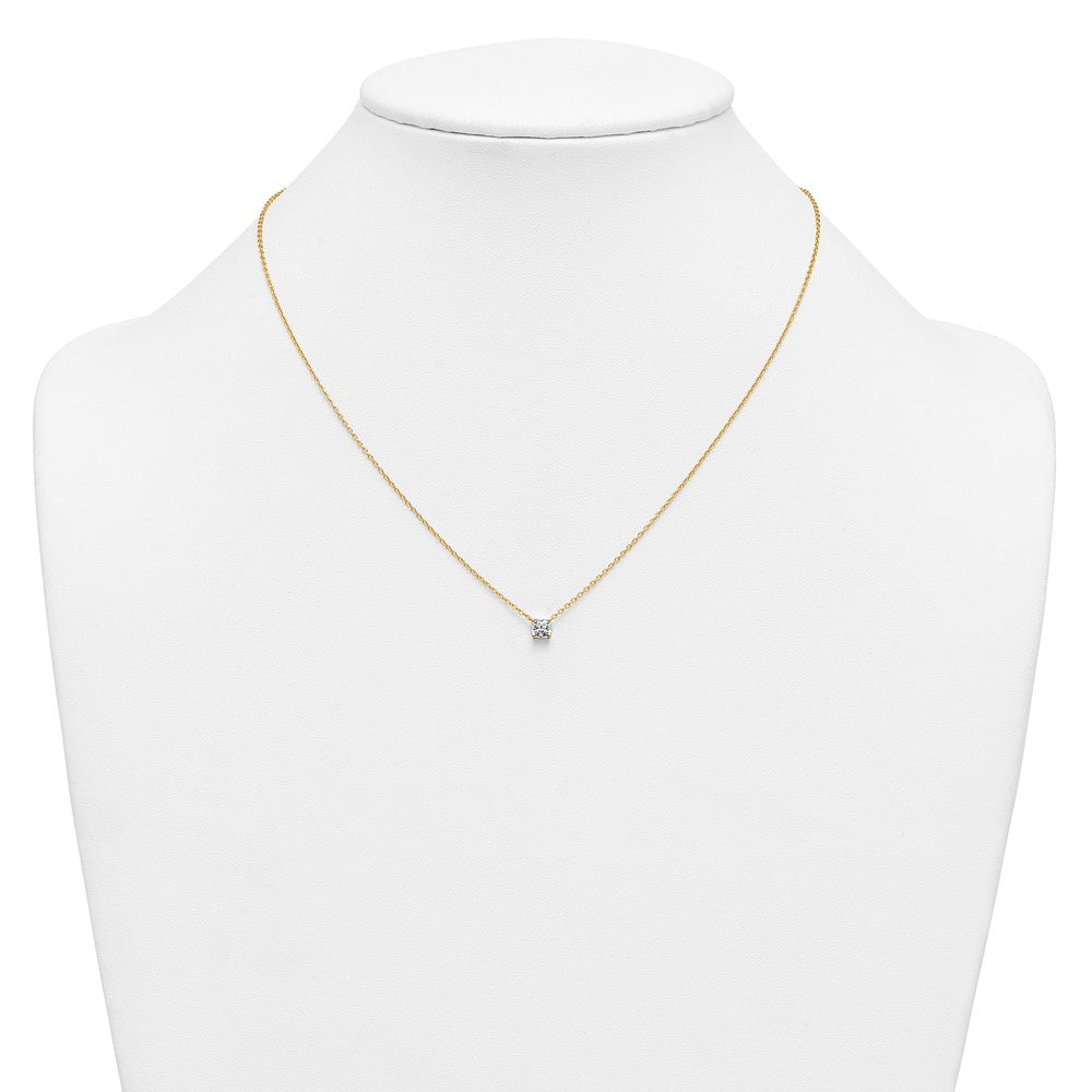 14k 1/2ct Lab Grown Dia VS+ F+ Cushion Comp 18in Pendant Necklace