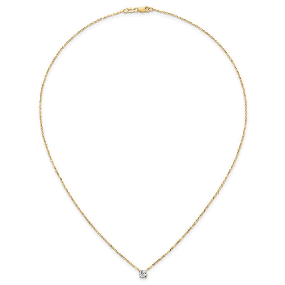 14k 1/2ct Lab Grown Dia VS+ F+ Cushion Comp 18in Pendant Necklace