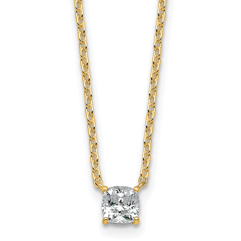 14k 1/2ct Lab Grown Dia VS+ F+ Cushion Comp 18in Pendant Necklace