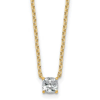 14k 1/2ct Lab Grown Dia VS+ F+ Cushion Comp 18in Pendant Necklace