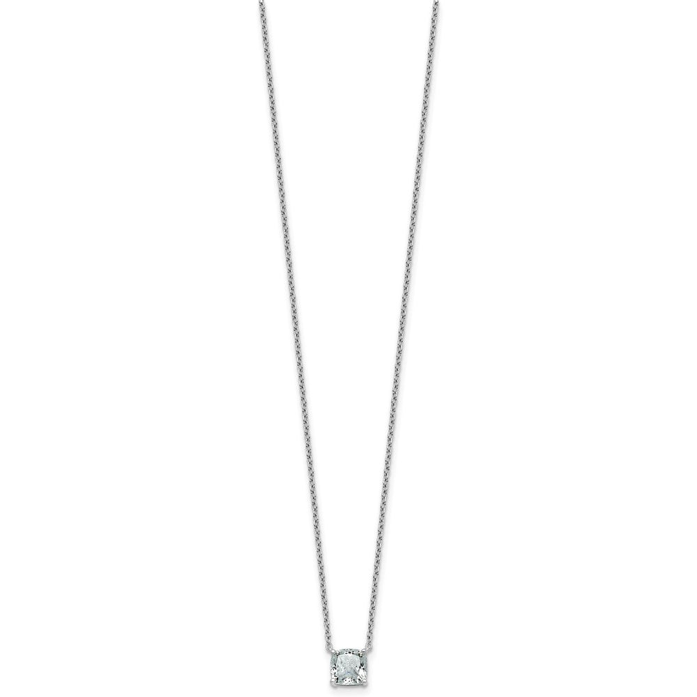 14kw 1ct Lab Grown Dia VS+ F+ Cushion Comp 18in Pendant Necklace