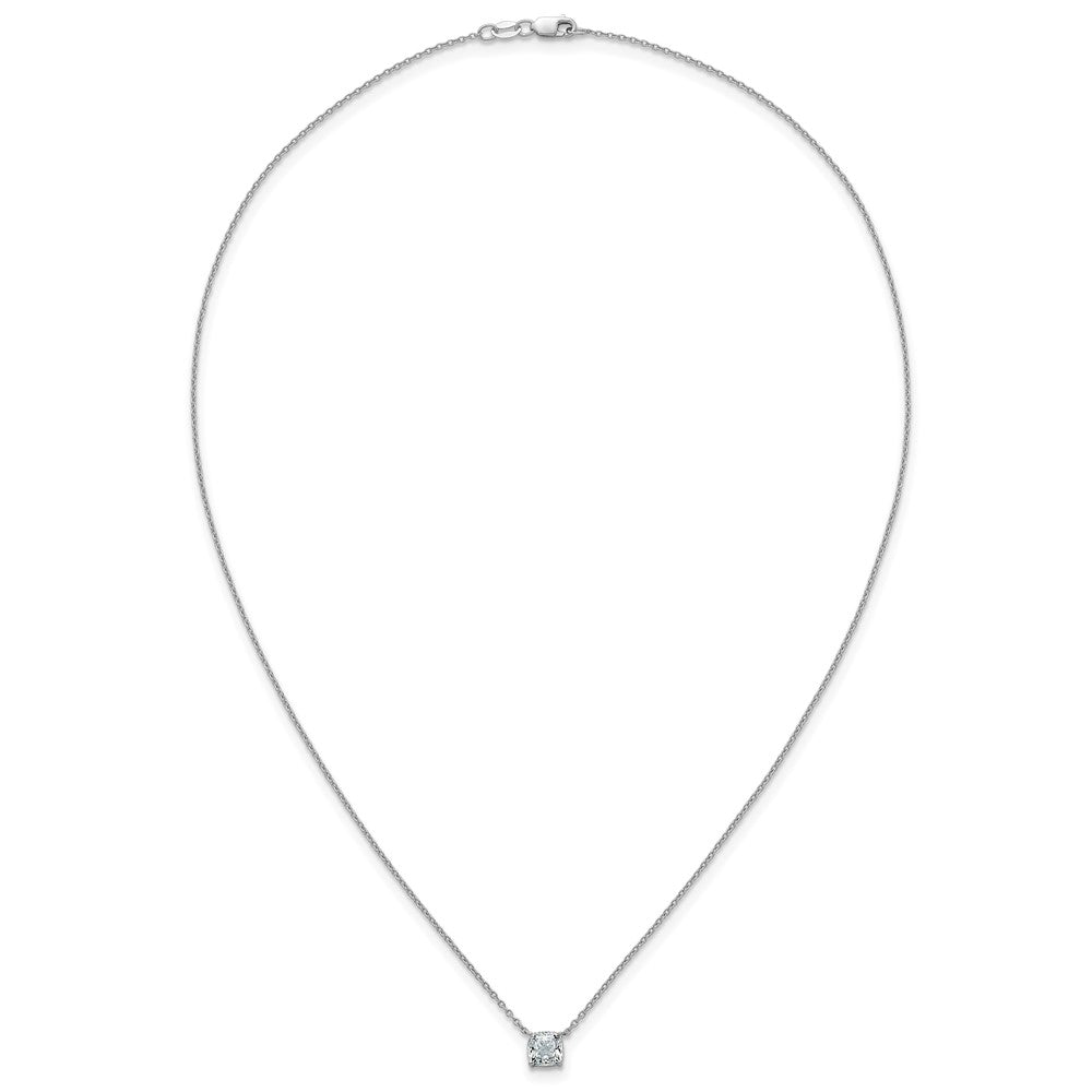 14kw 1ct Cert Lab Grown Dia VS+ F+ Cushion Comp 18in Pendant Necklace