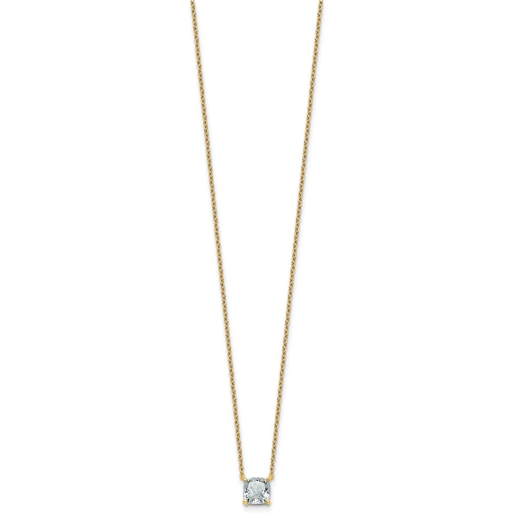 14k 1ct Cert Lab Grown Dia VS+ F+ Cushion Comp 18in Pendant Necklace