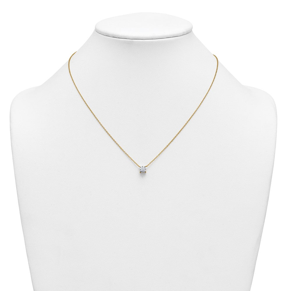 14k 1ct Cert Lab Grown Dia VS+ F+ Cushion Comp 18in Pendant Necklace