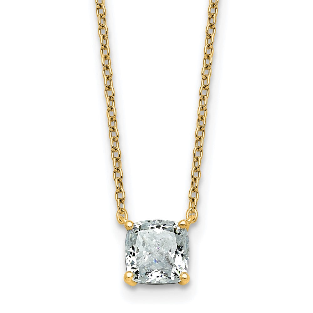 14k 1ct Cert Lab Grown Dia VS+ F+ Cushion Comp 18in Pendant Necklace