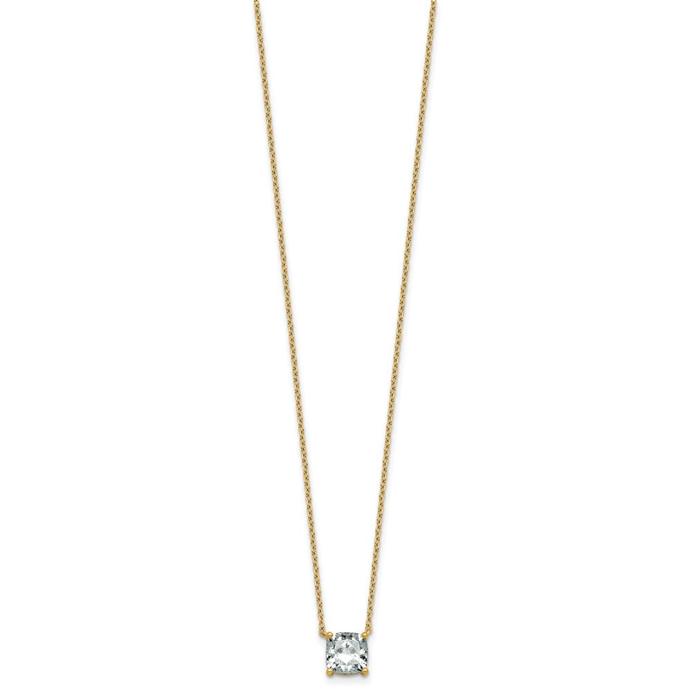 14k 1 1/2ct Cert Lab Grown Dia VS+ F+ Cushion Comp 18in Pendant Necklace
