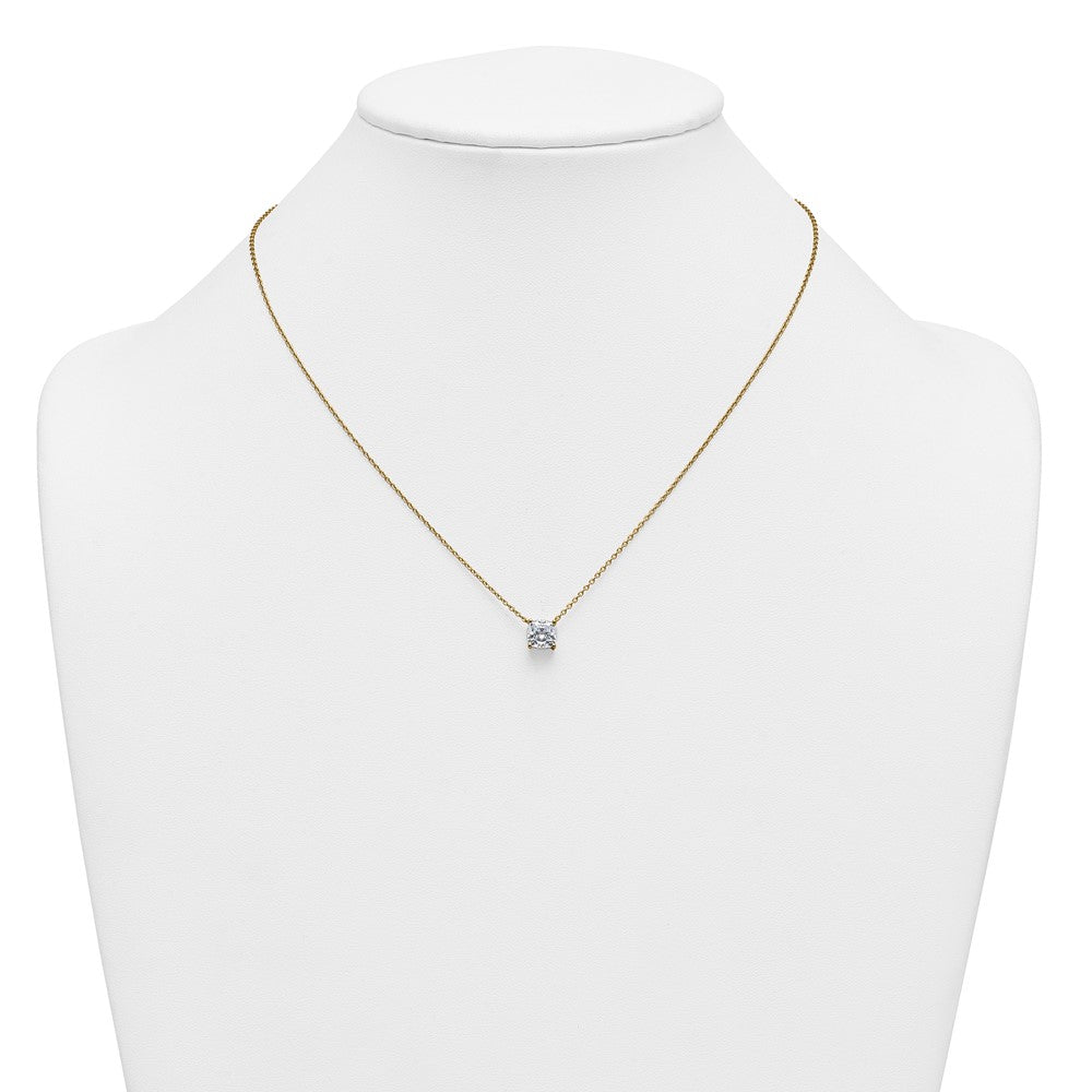 14k 1 1/2ct Cert Lab Grown Dia VS+ F+ Cushion Comp 18in Pendant Necklace