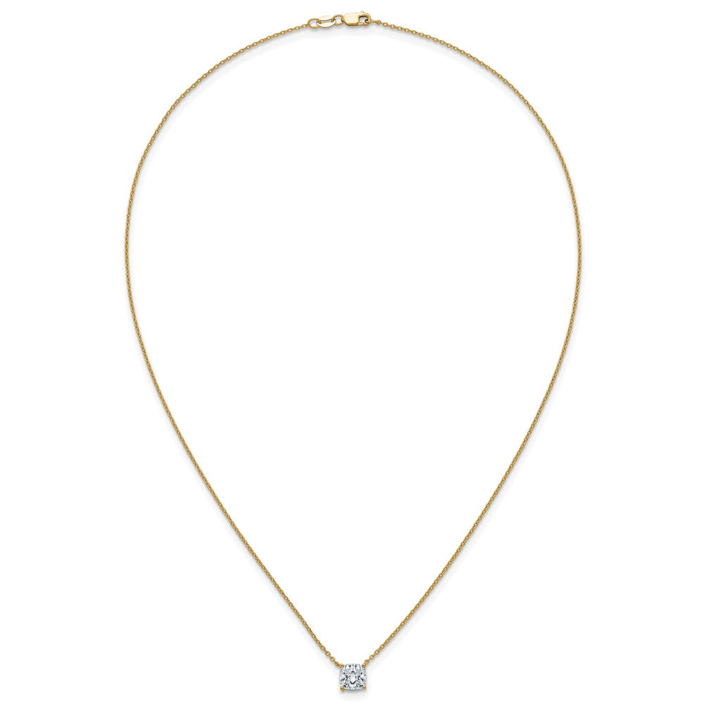 14k 1 1/2ct Cert Lab Grown Dia VS+ F+ Cushion Comp 18in Pendant Necklace