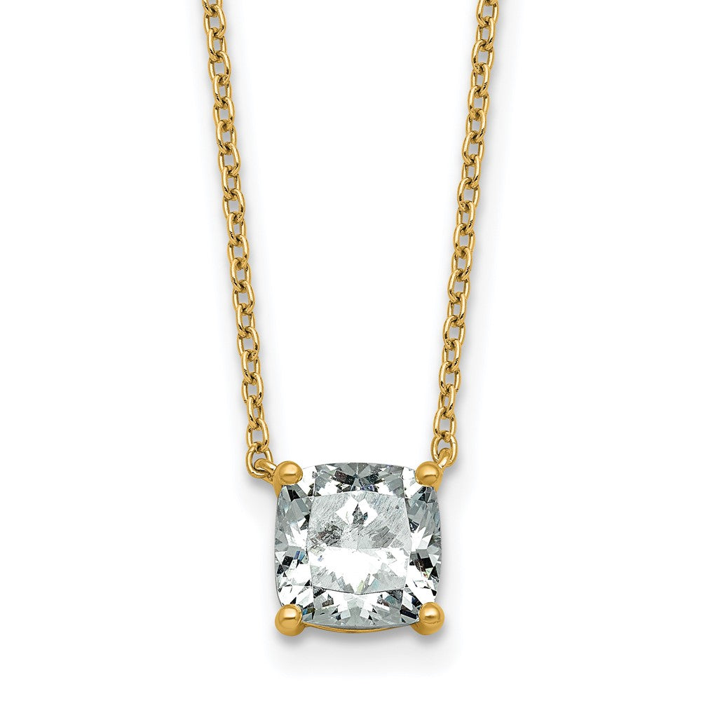 14k 1 1/2ct Cert Lab Grown Dia VS+ F+ Cushion Comp 18in Pendant Necklace