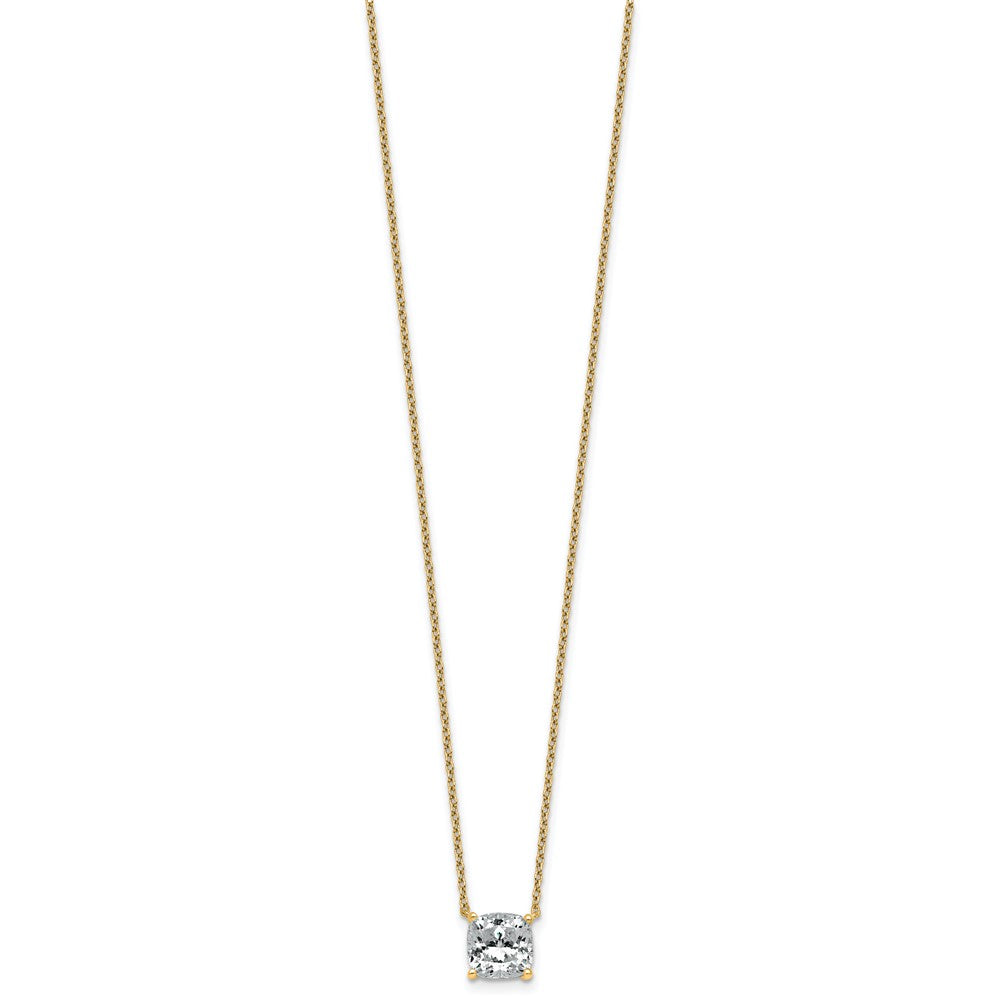 14k 2ct Cert Lab Grown Dia VS+ F+ Cushion Comp 18in Pendant Necklace