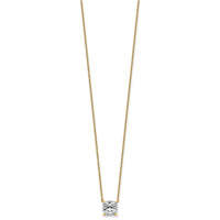 14k 2ct Lab Grown Dia VS+ F+ Cushion Comp 18in Pendant Necklace