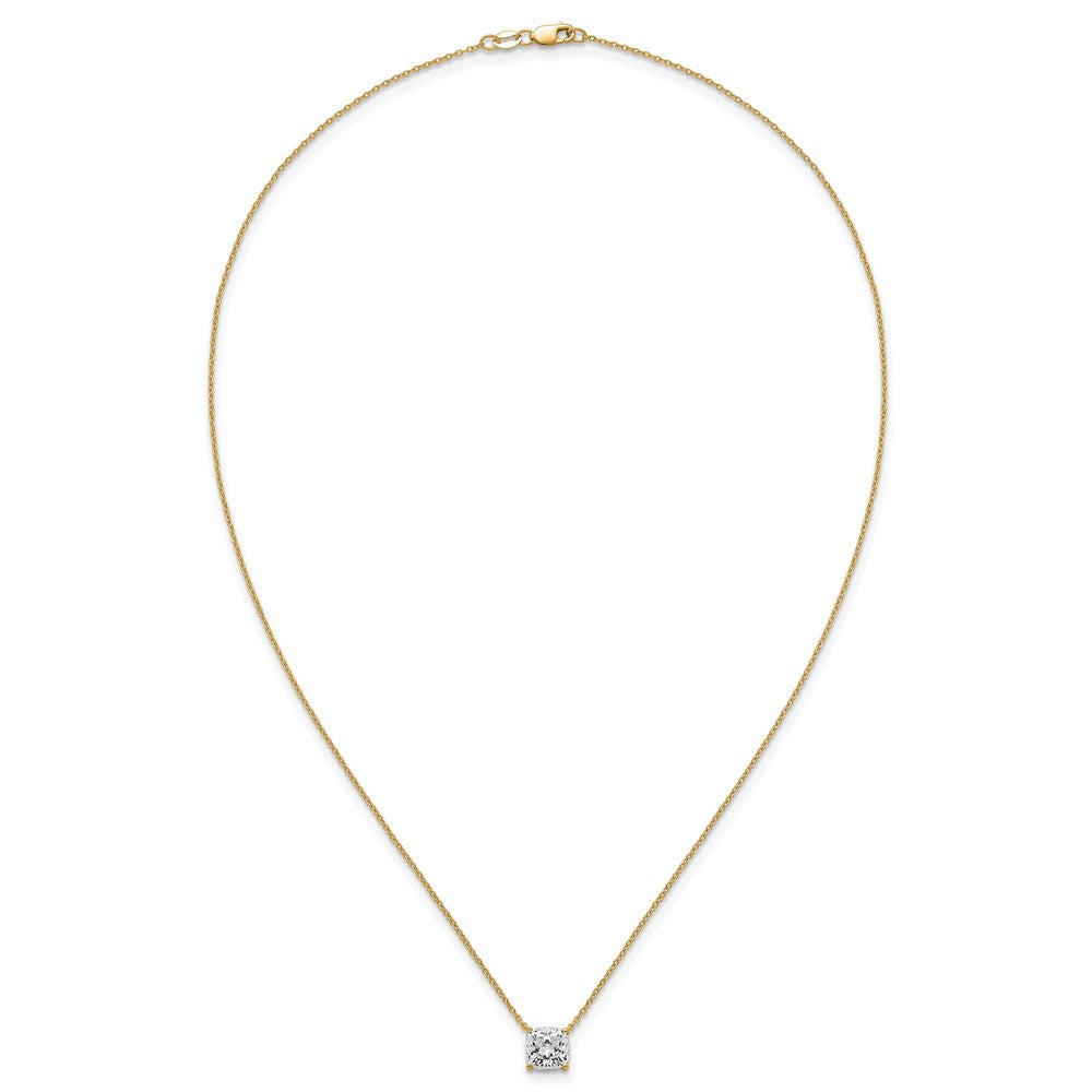 14k 2ct Cert Lab Grown Dia VS+ F+ Cushion Comp 18in Pendant Necklace