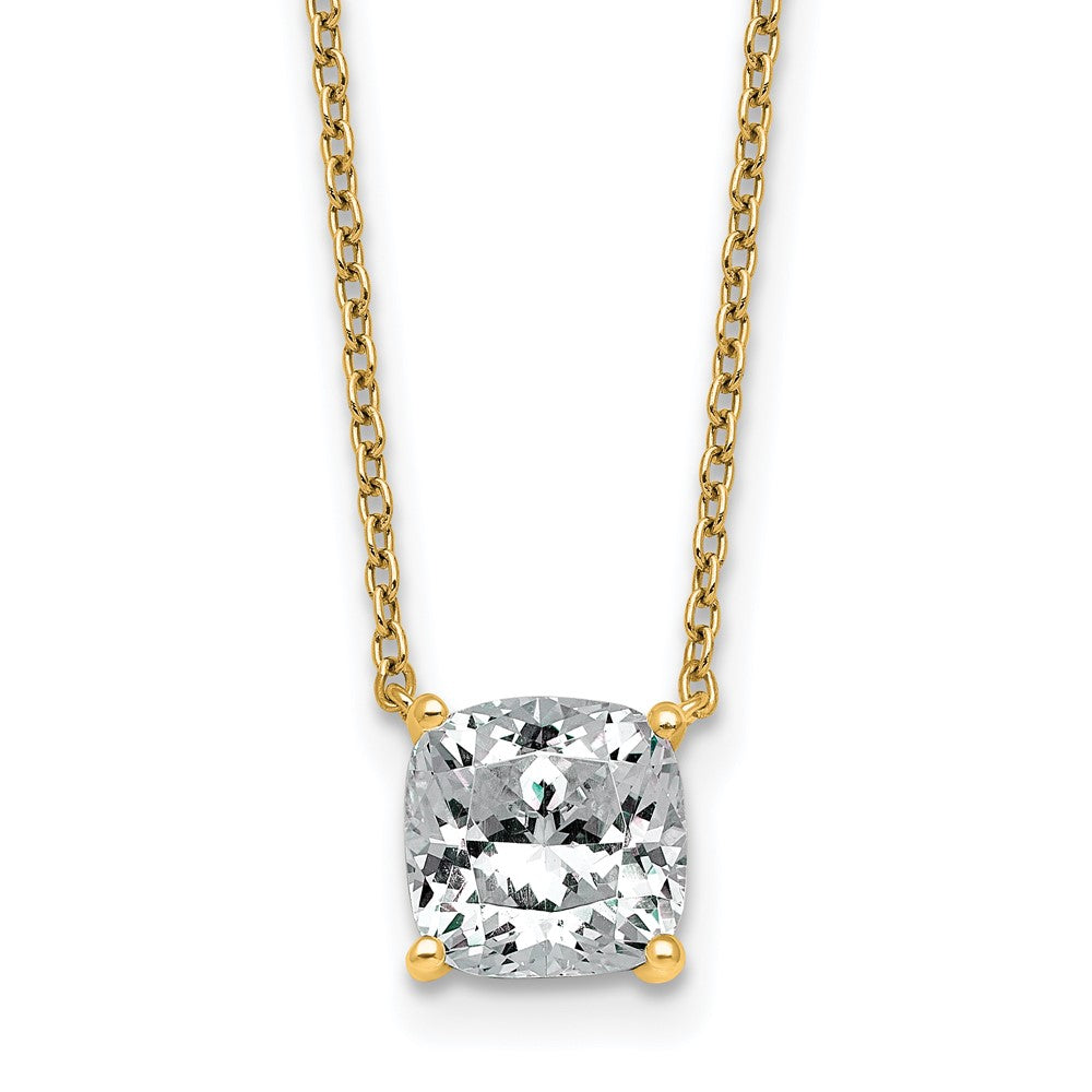 14k 2ct Lab Grown Dia VS+ F+ Cushion Comp 18in Pendant Necklace