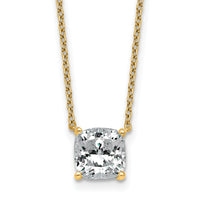 14k 2ct Lab Grown Dia VS+ F+ Cushion Comp 18in Pendant Necklace