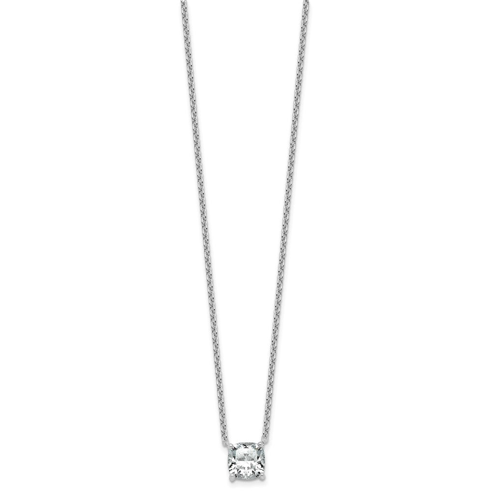 14kw 2 1/2ct Lab Grown Dia VS+ F+ Cushion Comp 18in Pendant Necklace