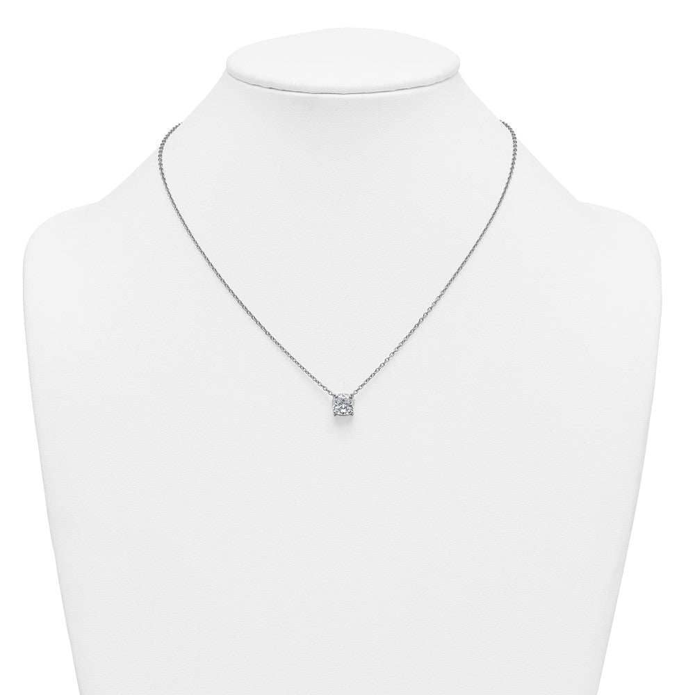 14kw 2 1/2ct Lab Grown Dia VS+ F+ Cushion Comp 18in Pendant Necklace