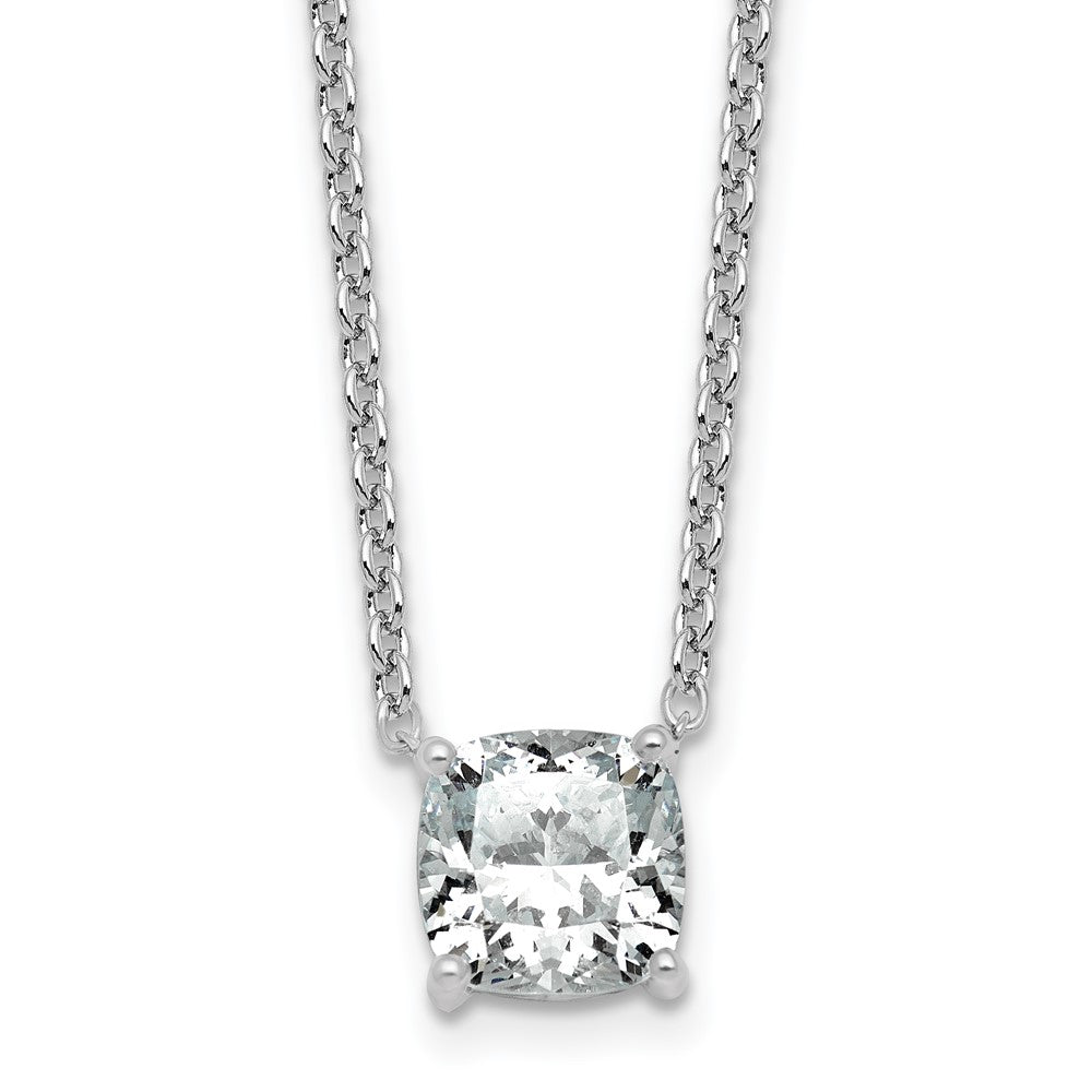 14kw 2 1/2ct Lab Grown Dia VS+ F+ Cushion Comp 18in Pendant Necklace