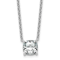 14kw 2 1/2ct Lab Grown Dia VS+ F+ Cushion Comp 18in Pendant Necklace