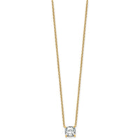 14k 2 1/2ct Cert Lab Grown Dia VS+ F+ Cushion Comp 18in Pendant Necklace
