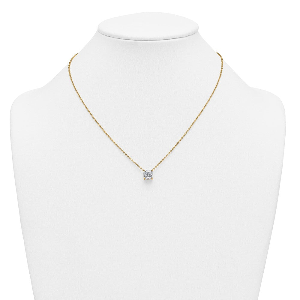 14k 2 1/2ct Lab Grown Dia VS+ F+ Cushion Comp 18in Pendant Necklace