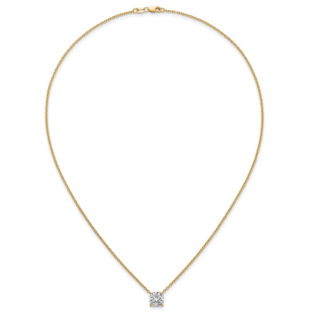 14k 2 1/2ct Lab Grown Dia VS+ F+ Cushion Comp 18in Pendant Necklace