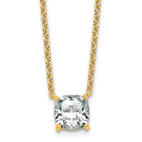 14k 2 1/2ct Lab Grown Dia VS+ F+ Cushion Comp 18in Pendant Necklace