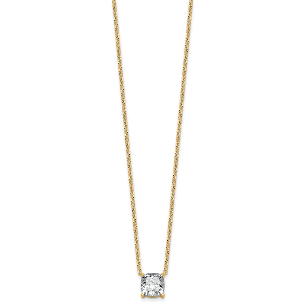 14k 3ct Lab Grown Dia VS+ F+ Cushion Comp 18in Pendant Necklace