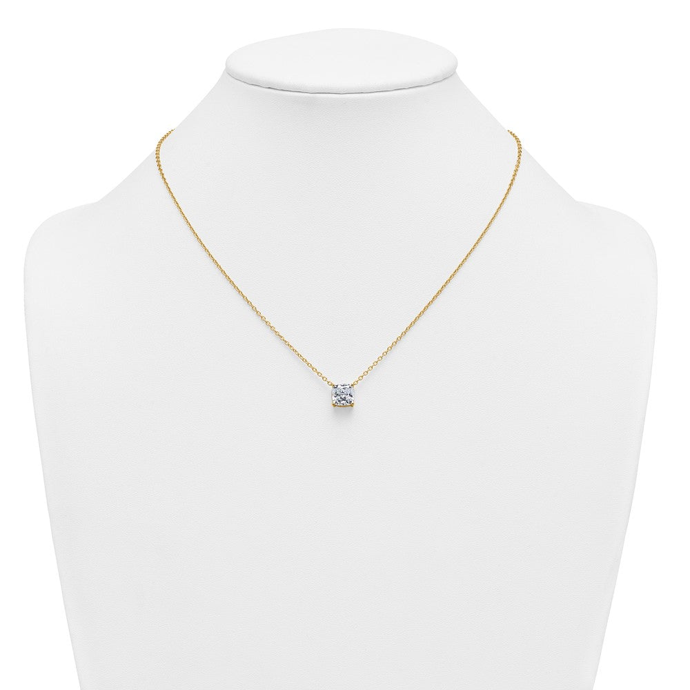 14k 3ct Lab Grown Dia VS+ F+ Cushion Comp 18in Pendant Necklace