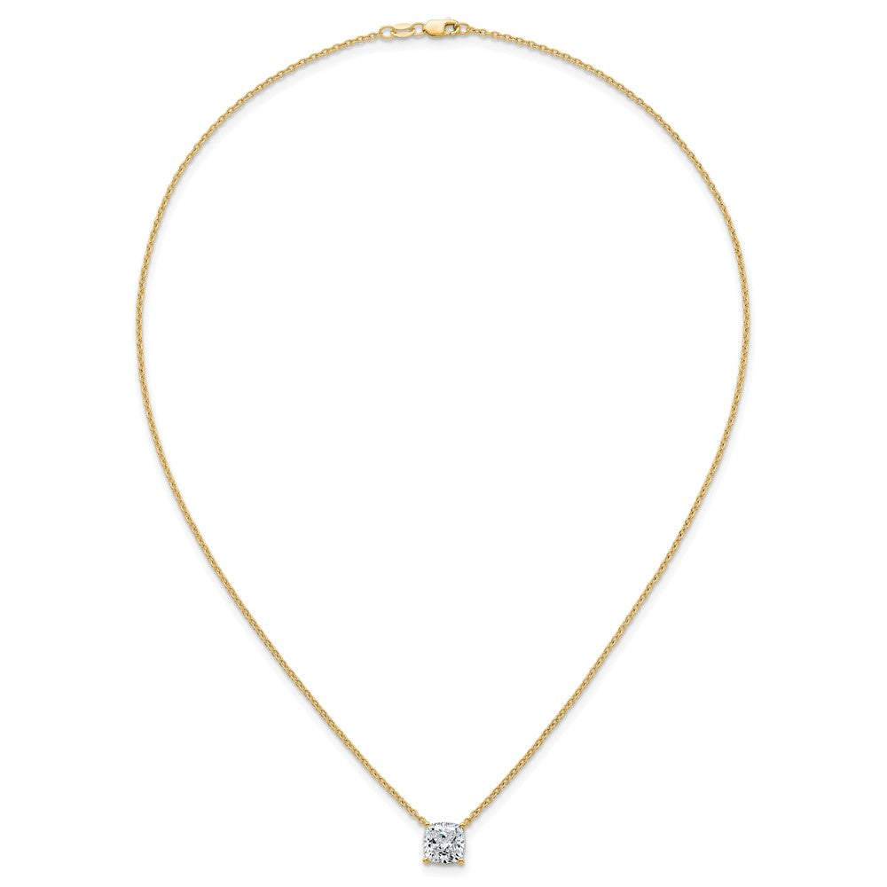 14k 3ct Lab Grown Dia VS+ F+ Cushion Comp 18in Pendant Necklace
