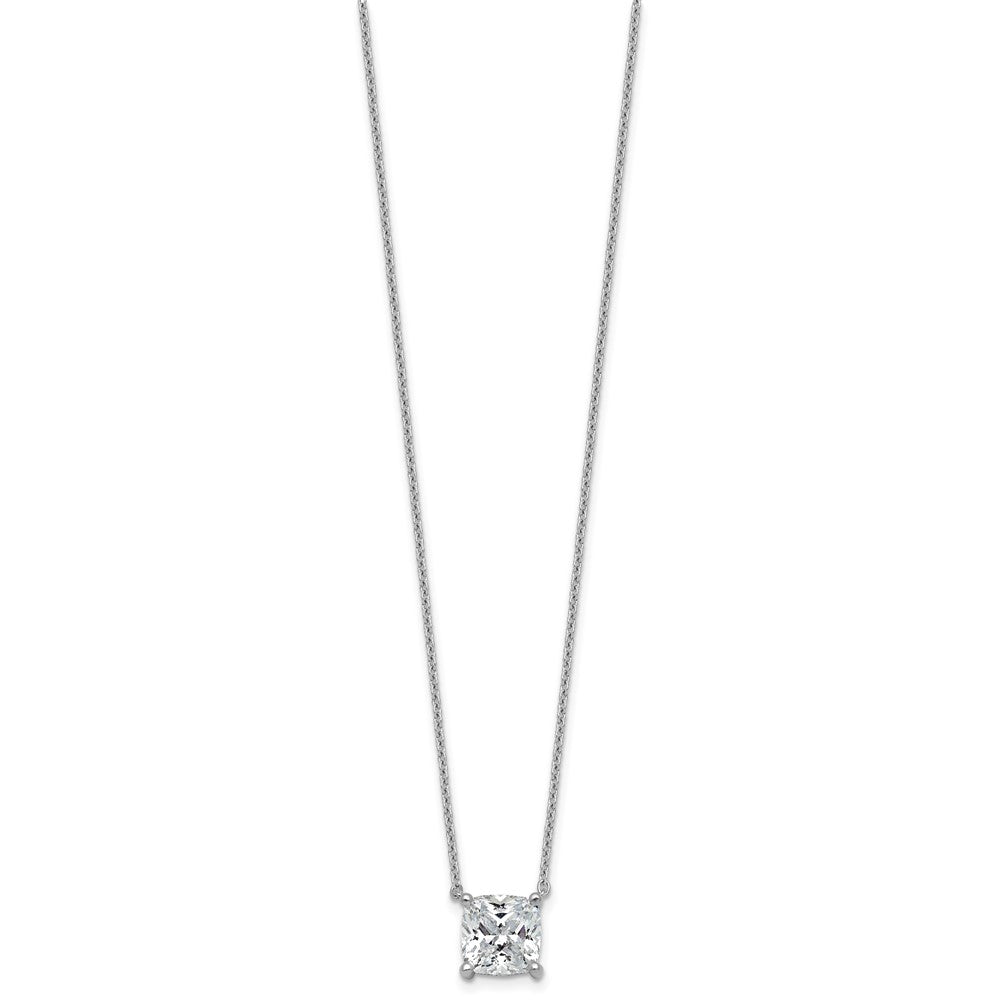 14kw 3 1/2ct Lab Grown Dia VS+ F+ Cushion Comp 18in Pendant Necklace