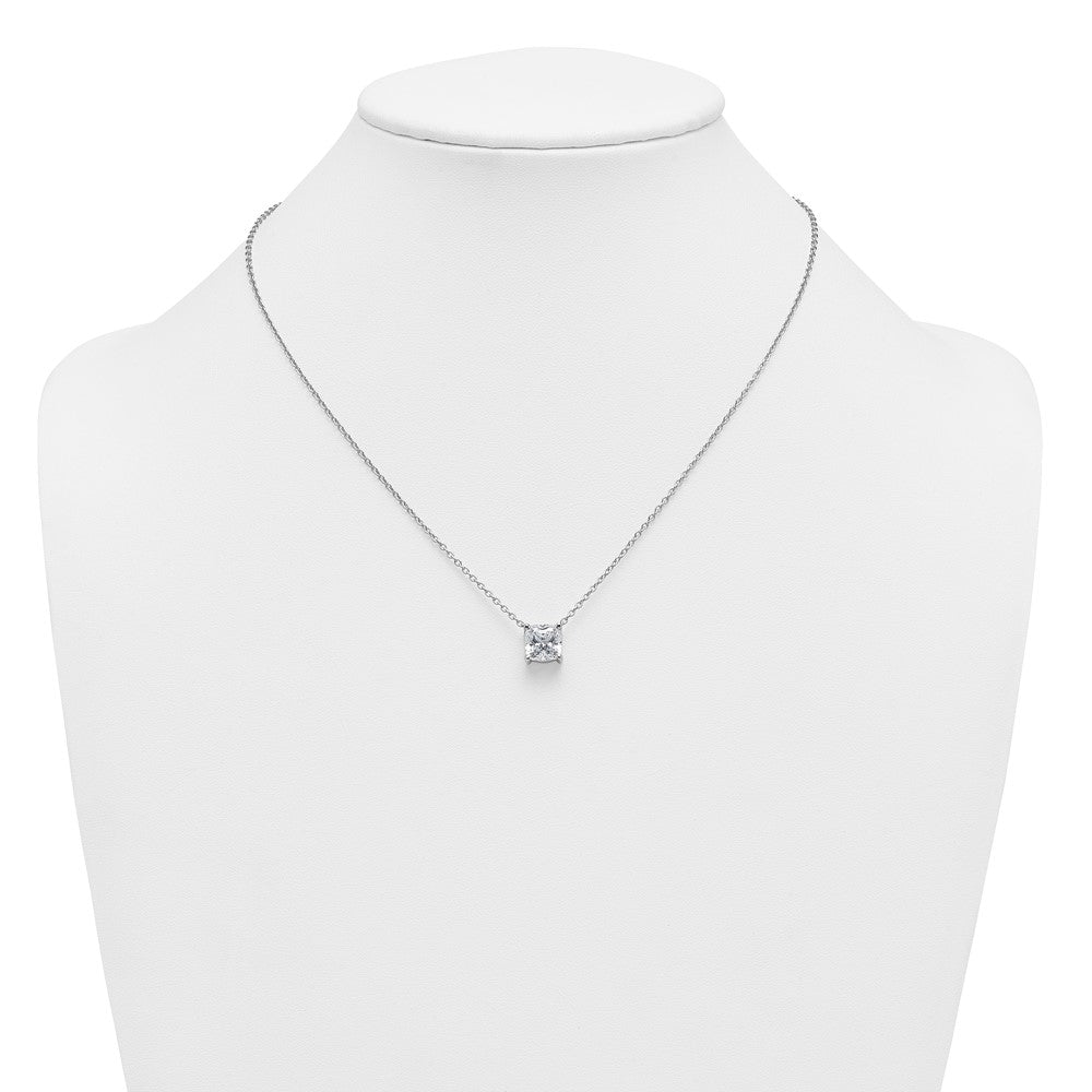 14kw 3 1/2ct Lab Grown Dia VS+ F+ Cushion Comp 18in Pendant Necklace