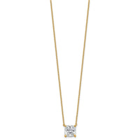 14k 3 1/2ct Cert Lab Grown Dia VS+ F+ Cushion Comp 18in Pendant Necklace