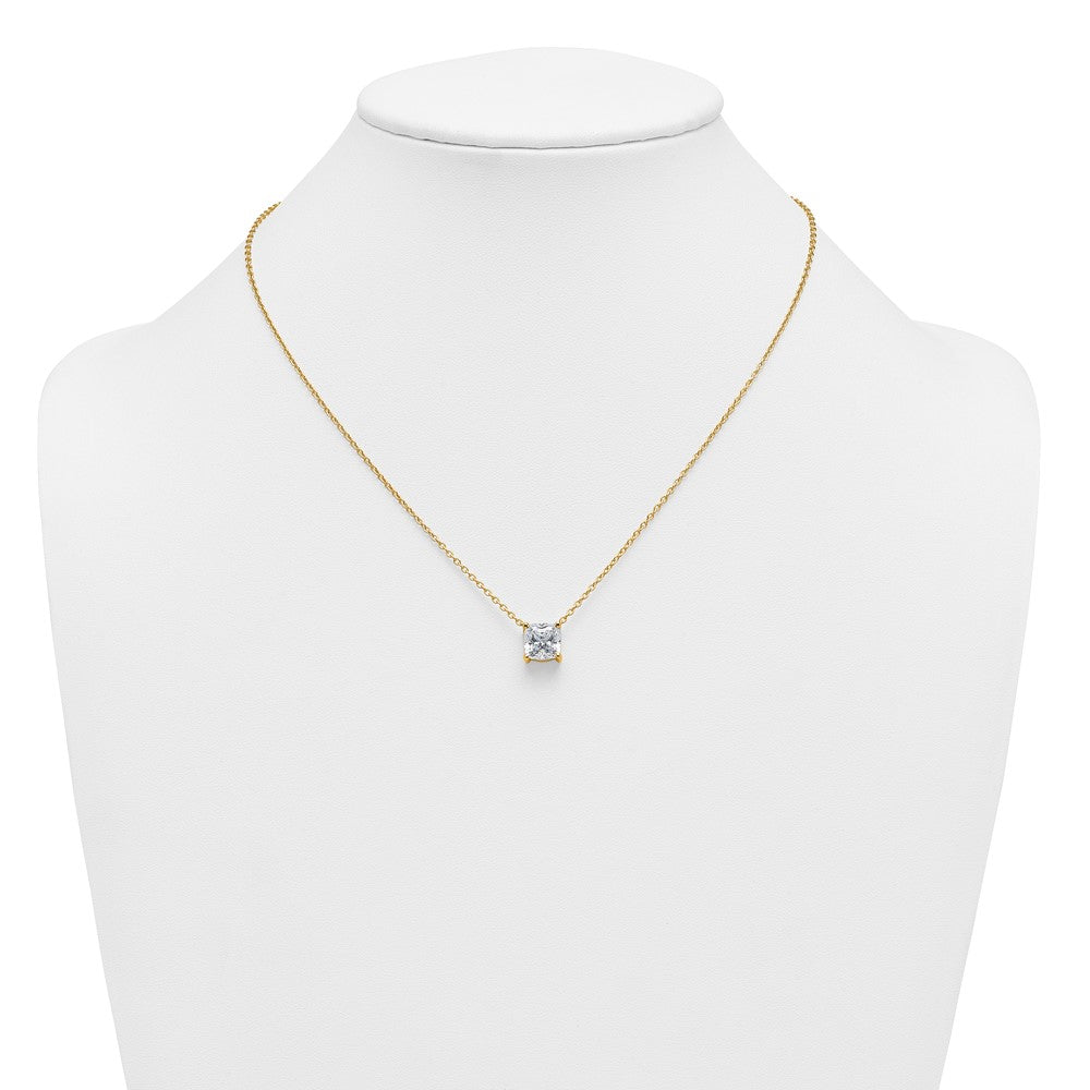 14k 3 1/2ct Lab Grown Dia VS+ F+ Cushion Comp 18in Pendant Necklace
