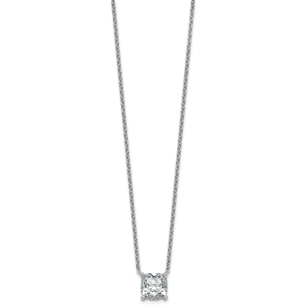 14kw 4ct Lab Grown Dia VS+ F+ Cushion Comp 18in Pendant Necklace