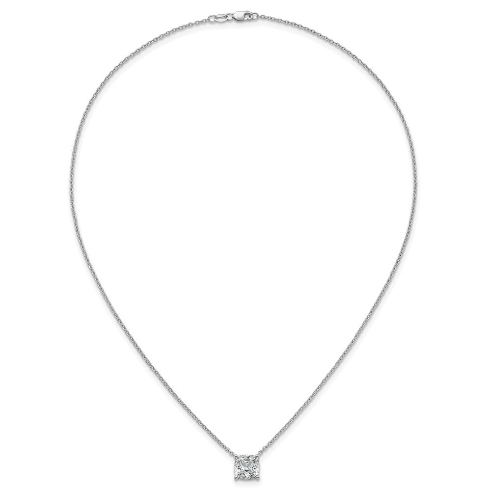 14kw 4ct Lab Grown Dia VS+ F+ Cushion Comp 18in Pendant Necklace