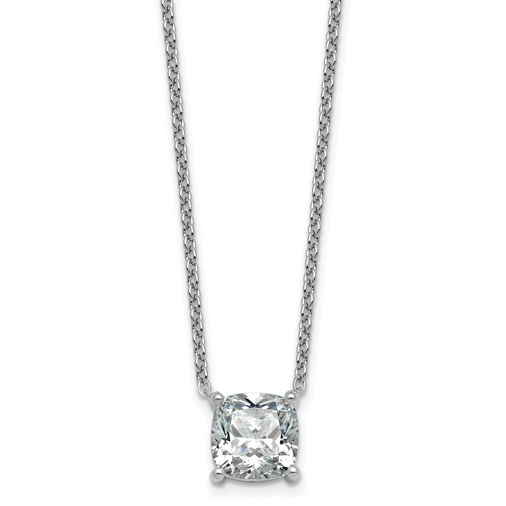 14kw 4ct Lab Grown Dia VS+ F+ Cushion Comp 18in Pendant Necklace