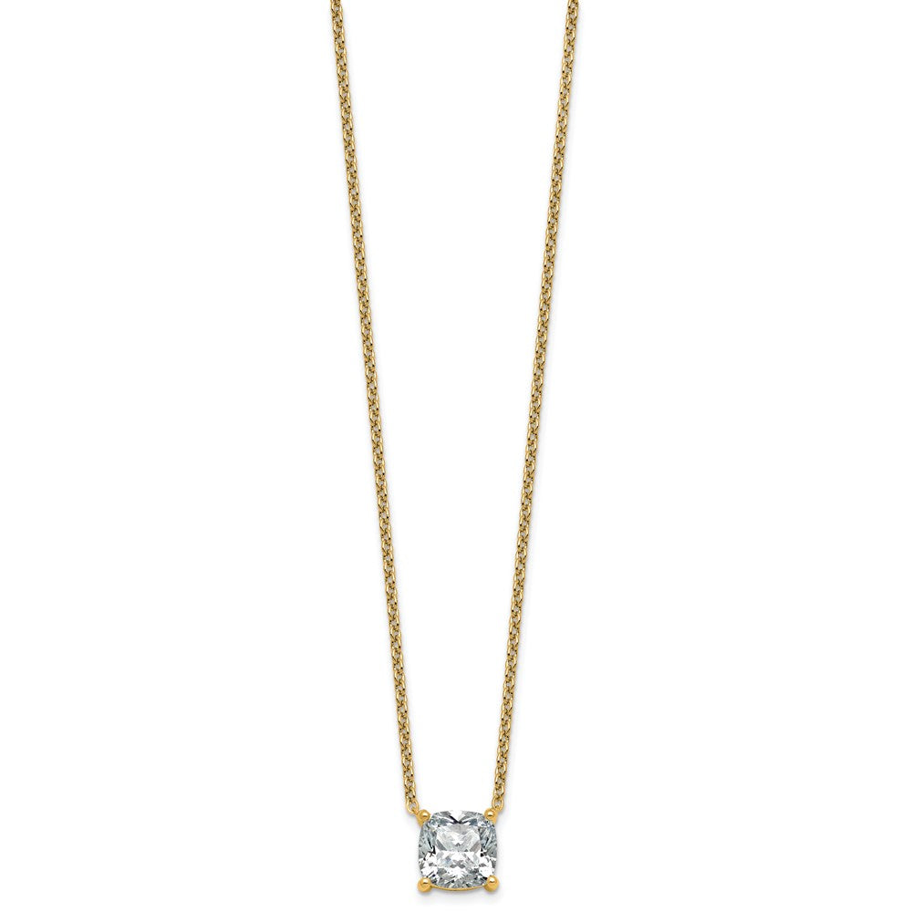 14k 4ct Cert Lab Grown Dia VS+ F+ Cushion Comp 18in Pendant Necklace