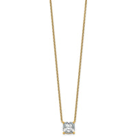 14k 4ct Cert Lab Grown Dia VS+ F+ Cushion Comp 18in Pendant Necklace