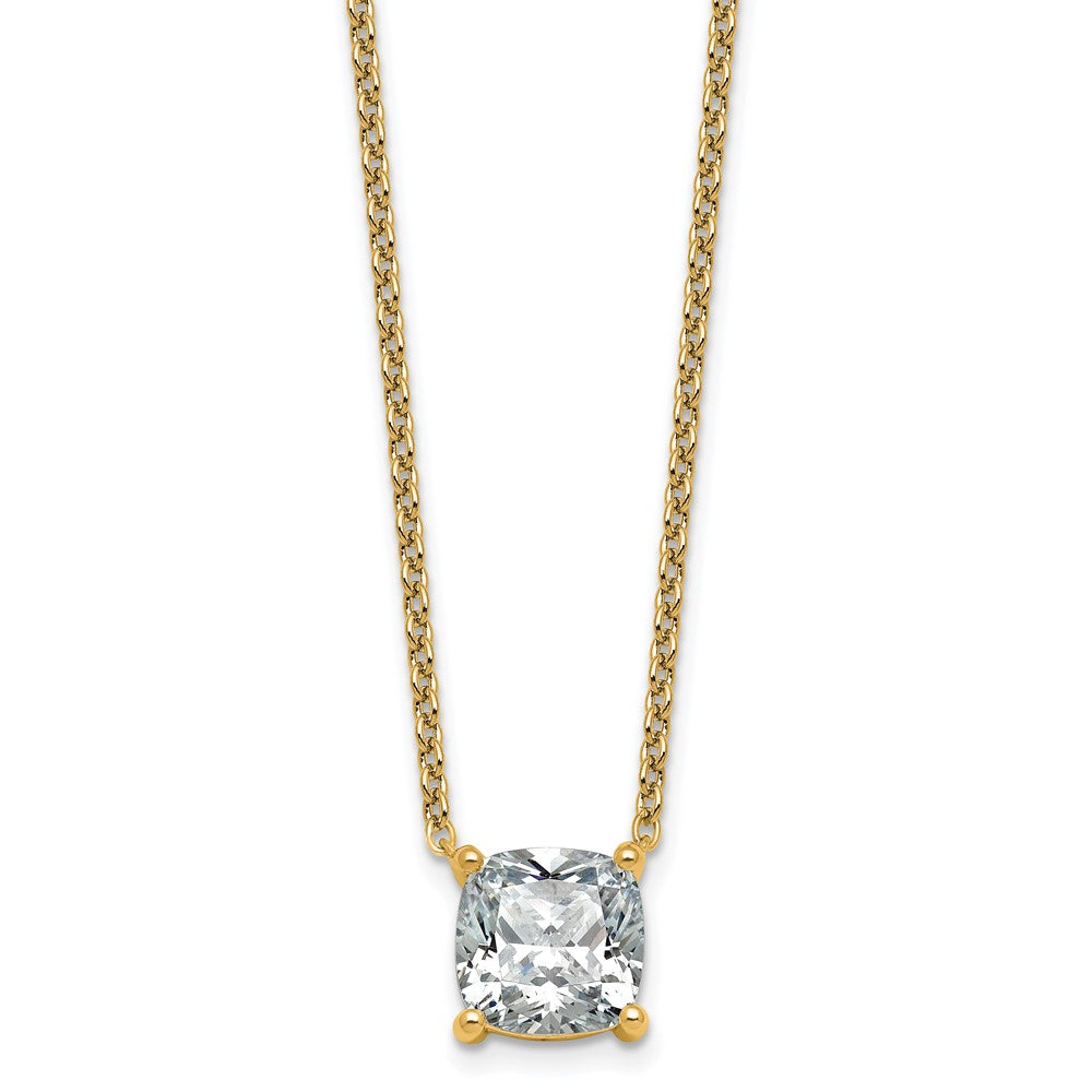 14k 4ct Cert Lab Grown Dia VS+ F+ Cushion Comp 18in Pendant Necklace
