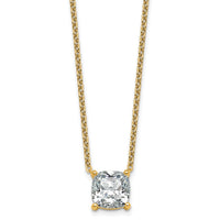 14k 4ct Cert Lab Grown Dia VS+ F+ Cushion Comp 18in Pendant Necklace