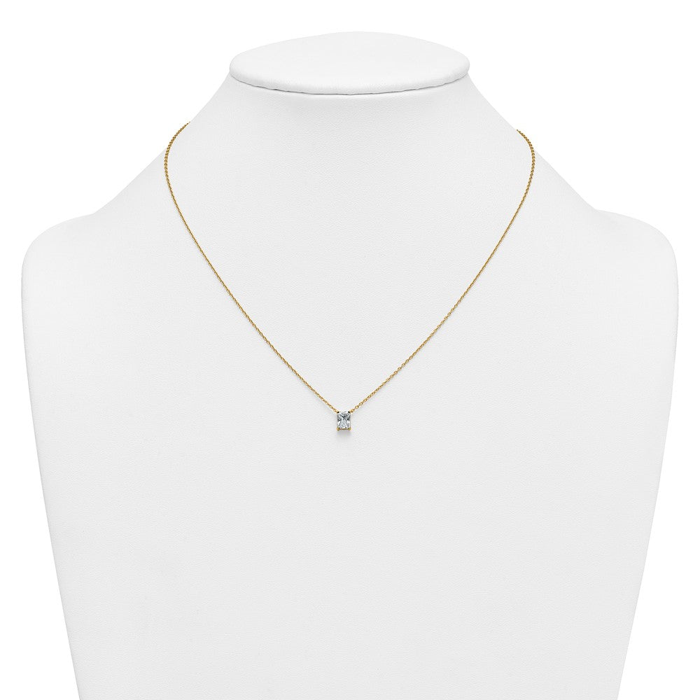 14k 3/4ct Lab Grown Diamond VS+ F+ Radiant Comp 18in Pendant Necklace