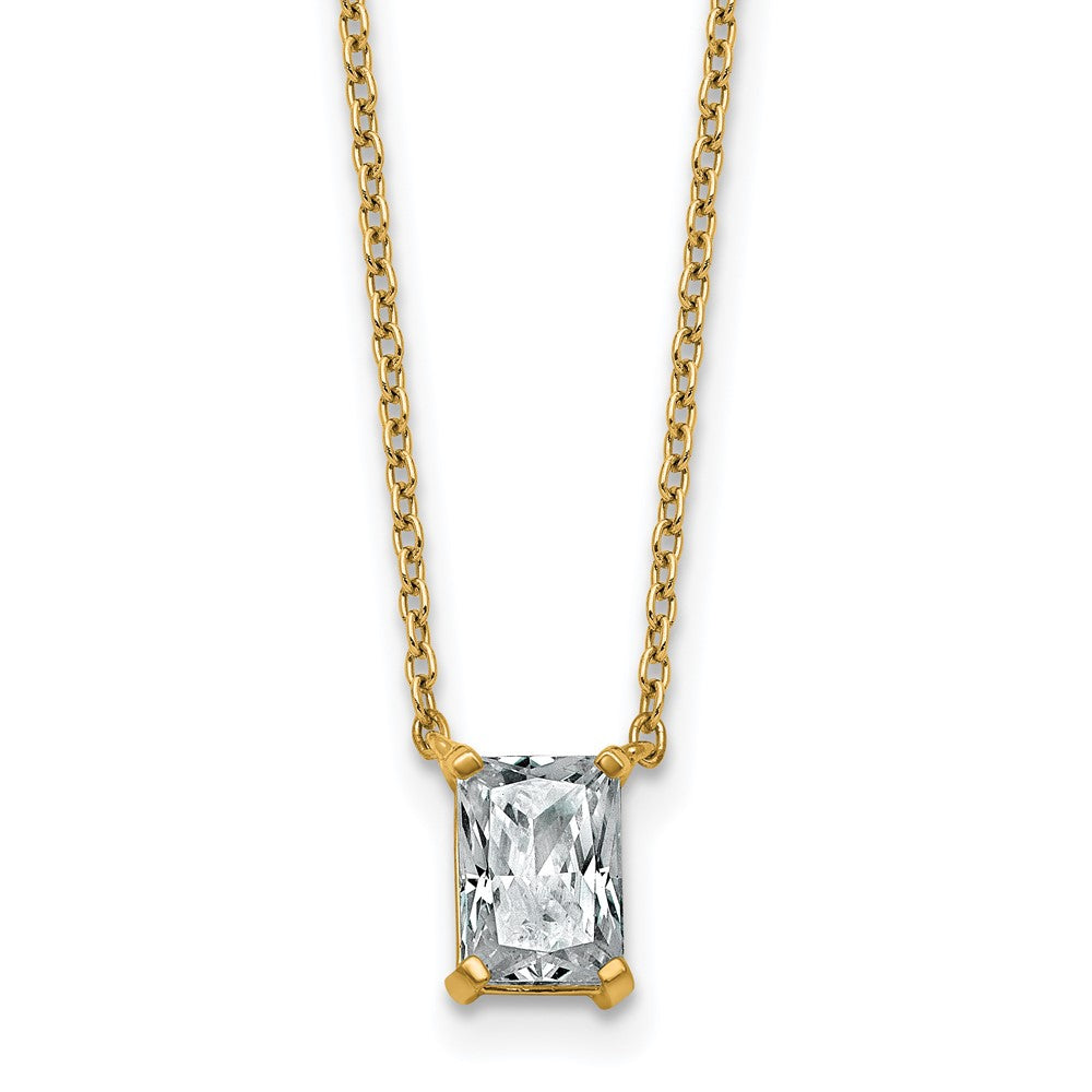 14k 3/4ct Lab Grown Diamond VS+ F+ Radiant Comp 18in Pendant Necklace