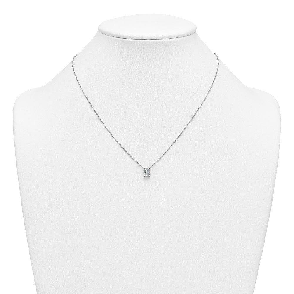 14kw 1ct Cert Lab Grown Dia VS+ F+ Radiant Comp 18in Pendant Necklace
