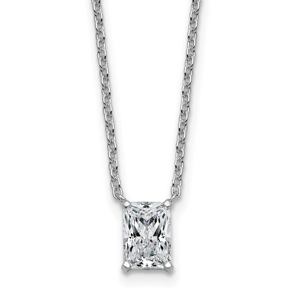 14kw 1ct Cert Lab Grown Dia VS+ F+ Radiant Comp 18in Pendant Necklace