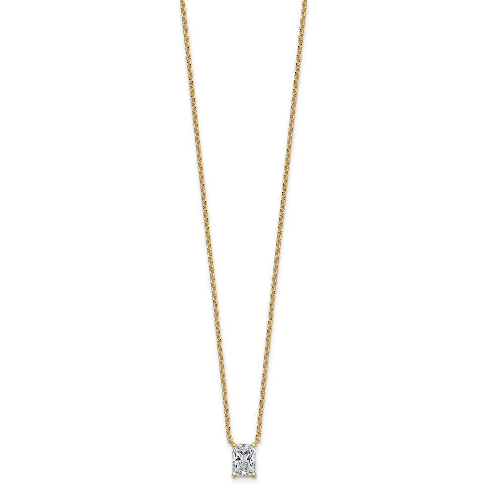 14k 1ct Cert Lab Grown Dia VS+ F+ Radiant Comp 18in Pendant Necklace