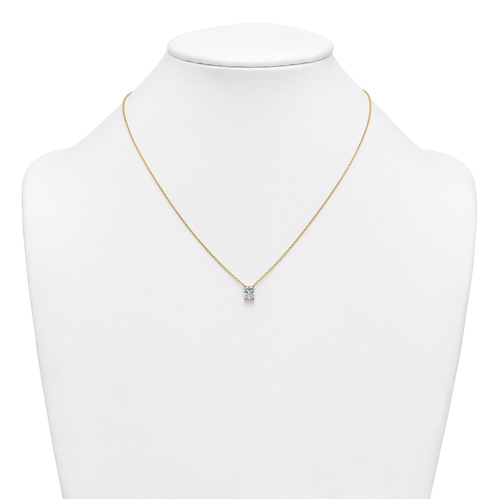 14k 1ct Cert Lab Grown Dia VS+ F+ Radiant Comp 18in Pendant Necklace
